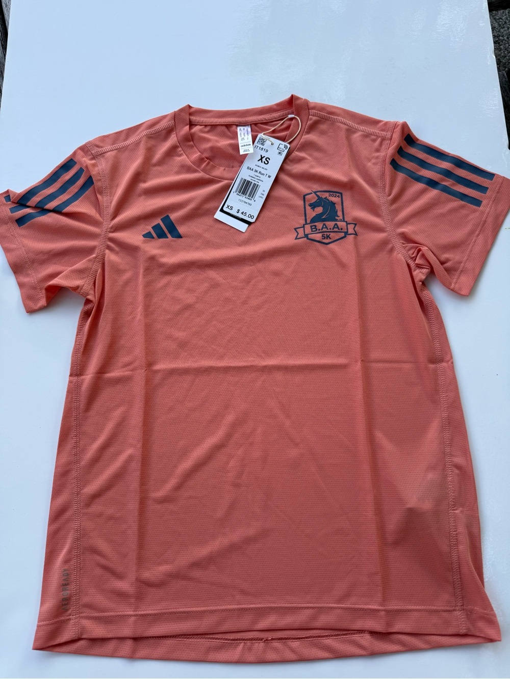 Adidas B.A.A. 5K Performance T-Shirt - Coral (Women’s XS)